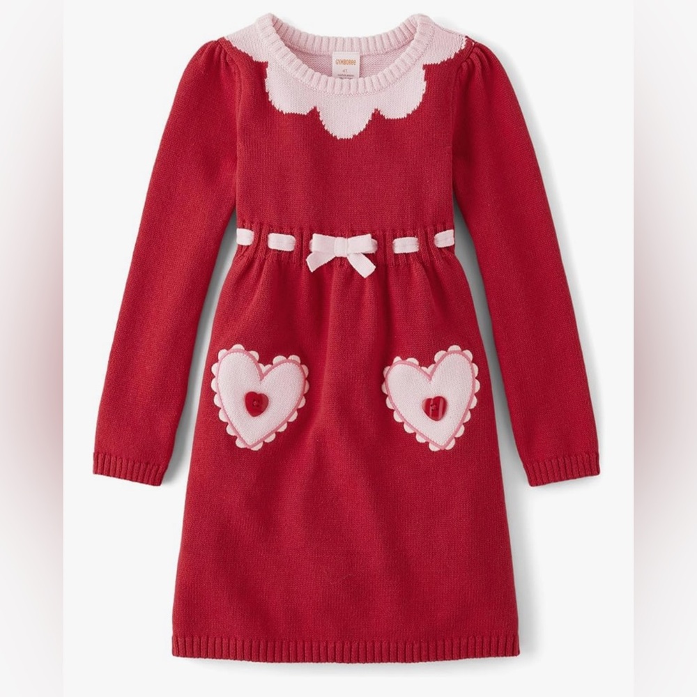 Gymboree NWT 12-18 mo baby, or girls 8 or12 red heart knit dress